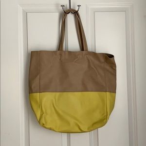 Cotton On Faux Leather Two-Tone Tote Bag